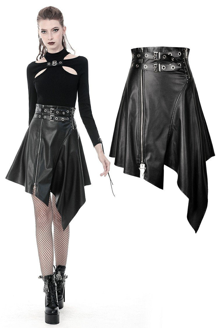 スカート BPN koumori middle skirt Punk PU leather zippered irregular midi skirt KW164 – DARK IN LOVE