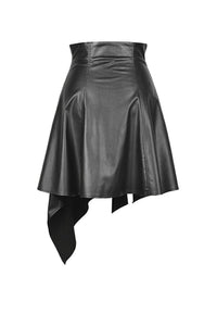Punk PU leather zippered irregular midi skirt KW164 - Gothlolibeauty