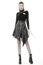 Load image into Gallery viewer, Punk PU leather zippered irregular midi skirt KW164 - Gothlolibeauty