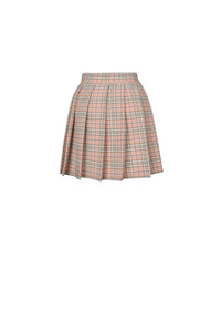 Pink checked hollow out pleated short skirt KW171 - Gothlolibeauty