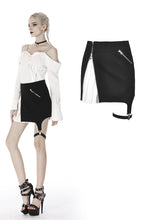 Load image into Gallery viewer, Punk black with Whiteite in side irregular short skirt KW179 - Gothlolibeauty