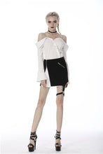 Load image into Gallery viewer, Punk black with Whiteite in side irregular short skirt KW179 - Gothlolibeauty