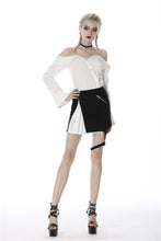 Load image into Gallery viewer, Punk black with Whiteite in side irregular short skirt KW179 - Gothlolibeauty
