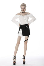 Load image into Gallery viewer, Punk black with Whiteite in side irregular short skirt KW179 - Gothlolibeauty