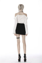 Load image into Gallery viewer, Punk black with Whiteite in side irregular short skirt KW179 - Gothlolibeauty
