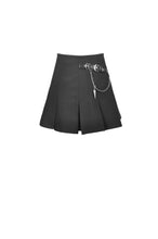 Load image into Gallery viewer, Punk metal chain decorative pleated mini skirt KW182