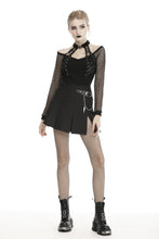 Load image into Gallery viewer, Punk metal chain decorative pleated mini skirt KW182