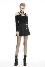 Load image into Gallery viewer, Punk metal chain decorative pleated mini skirt KW182