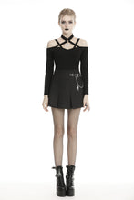 Load image into Gallery viewer, Punk metal chain decorative pleated mini skirt KW182