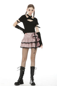 Millennium hottie metal rock heart pink gird skirt KW189