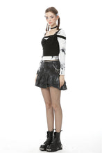 Load image into Gallery viewer, Punk tiepins tie-dyed short skirt KW190