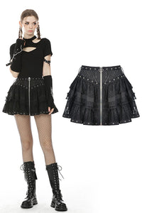 Harajuku punk subculture metal lace short skirt KW191