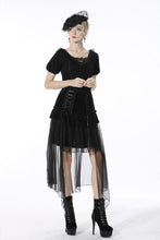 Load image into Gallery viewer, Gothic lace up velvet mesh high-low skirt KW196