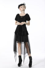 Load image into Gallery viewer, Gothic lace up velvet mesh high-low skirt KW196