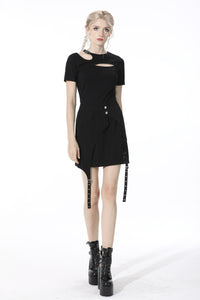 Punk lady asymmetrical mini skirt KW197