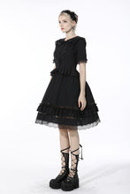 Load image into Gallery viewer, Black lolita cross side hollow out skirt KW199