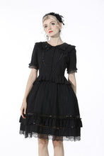 Load image into Gallery viewer, Black lolita cross side hollow out skirt KW199