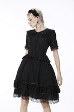 Load image into Gallery viewer, Black lolita cross side hollow out skirt KW199
