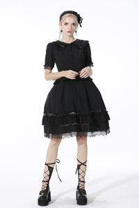 Black lolita cross side hollow out skirt KW199