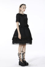 Load image into Gallery viewer, Black lolita cross side hollow out skirt KW199