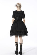 Load image into Gallery viewer, Black lolita cross side hollow out skirt KW199