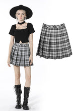 Load image into Gallery viewer, Punk easy match black white contrast pleated mini skirt KW200