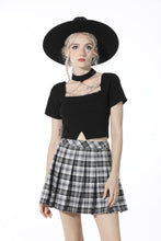 Load image into Gallery viewer, Punk easy match black white contrast pleated mini skirt KW200