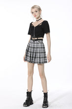 Load image into Gallery viewer, Punk easy match black white contrast pleated mini skirt KW200