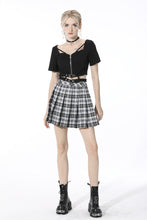 Load image into Gallery viewer, Punk easy match black white contrast pleated mini skirt KW200