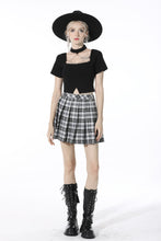 Load image into Gallery viewer, Punk easy match black white contrast pleated mini skirt KW200