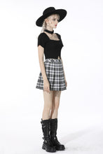 Load image into Gallery viewer, Punk easy match black white contrast pleated mini skirt KW200