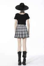 Load image into Gallery viewer, Punk easy match black white contrast pleated mini skirt KW200