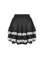 Load image into Gallery viewer, Black lolita white bow contrast mini skirt KW201
