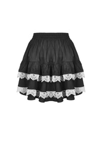 Black lolita white bow contrast mini skirt KW201