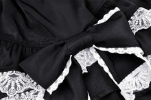 Load image into Gallery viewer, Black lolita white bow contrast mini skirt KW201