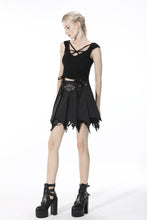 Load image into Gallery viewer, Punk skull tattered pleated mini skirt  KW203