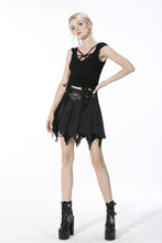 Load image into Gallery viewer, Punk skull tattered pleated mini skirt  KW203