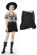 Load image into Gallery viewer, Punk sexy hollow out waist drawstring mini skirt KW204