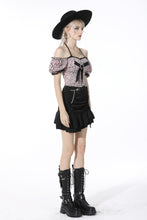 Load image into Gallery viewer, Punk sexy hollow out waist drawstring mini skirt KW204