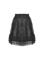 Load image into Gallery viewer, Black lolita lace layered trim mini skirt KW206
