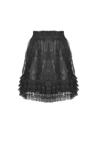 Black lolita lace layered trim mini skirt KW206