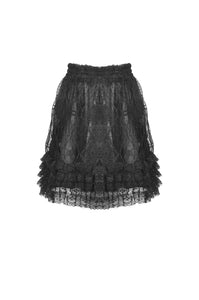 Black lolita lace layered trim mini skirt KW206
