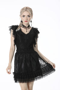 Black lolita lace layered trim mini skirt KW206