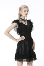 Load image into Gallery viewer, Black lolita lace layered trim mini skirt KW206