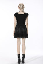 Load image into Gallery viewer, Black lolita lace layered trim mini skirt KW206