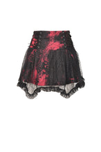 Load image into Gallery viewer, Punk black red tie-dyed covered mesh mini skirt KW207