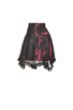 Load image into Gallery viewer, Punk black red tie-dyed covered mesh mini skirt KW207
