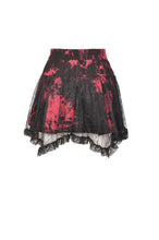 Load image into Gallery viewer, Punk black red tie-dyed covered mesh mini skirt KW207