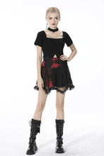Load image into Gallery viewer, Punk black red tie-dyed covered mesh mini skirt KW207
