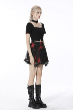 Load image into Gallery viewer, Punk black red tie-dyed covered mesh mini skirt KW207